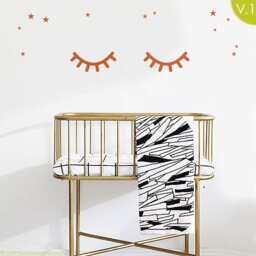 Sleepy Eyes Wall Decal With Stars Baby Nursery Decor - thumbnail 2