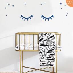 Sleepy Eyes Wall Decal With Stars Baby Nursery Decor - thumbnail 1