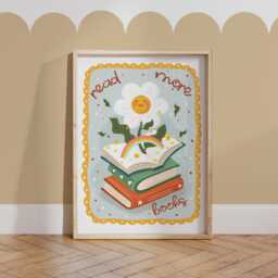 Read More Books Print, Flower Girls Bedroom Decor, Inspirational Illustration, Cute Daisy Print - thumbnail 3