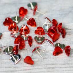 Red Heart Push Pins Wedding Thumbtacks Tacks Decorative Craft Art Board Map Heartr Thumb Pin - thumbnail 4