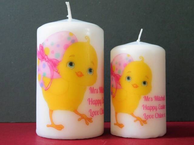 Personalised Happy Easter Candle With Chick Image - Wife Girlfriend Husband Boyfriend Friend Teacher Gift - image 1