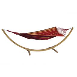 Outdoor Swing Hammock With Wooden Stand, Garden Patio Hanging Bed-Red - thumbnail 3