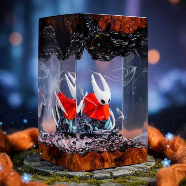 Hornet Silksong V2 Resin Lamp - Handmade Led 3D Figure Light Gamer Room Decor Handcrafted Art Indie Game Merch Hollow Knight - image 1