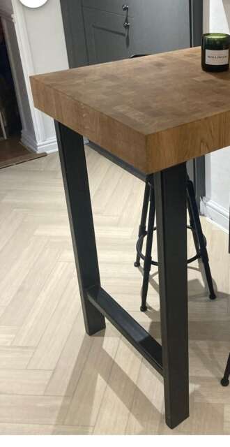 Metal H Design Breakfast Bar Table Leg - 90-110cm High, Self Colour Or Black - image 1