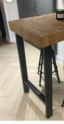 Metal H Design Breakfast Bar Table Leg - 90-110cm High, Self Colour Or Black
