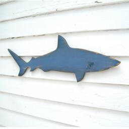 Wood Shark Sign Medium Wall Art Mako Beach House Decor Nautical Wooden Fish Indoor Outdoor - thumbnail 2