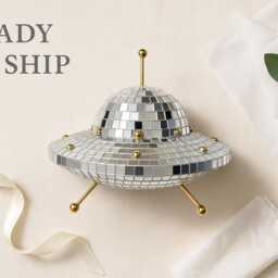 Disco Ufo Sculpture - Retro Mirror Spaceship For Cosmic Decor Lovers - thumbnail 4
