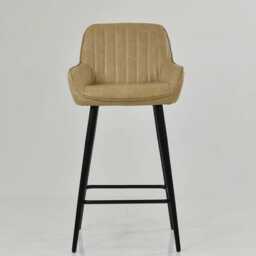 Cream Faux Leather Bar Stool With Backrest - Breakfast & Kitchen Stool, Industrial Vintage Black Base - thumbnail 1
