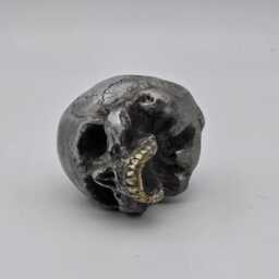 Dirty Silver Effect Solid Tiny Human Half Skull Ornament. Small Replica Plaster Of Paris Skull - thumbnail 4