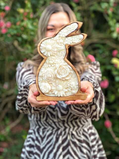 3Wick Large Xl Scented Easter Bunny Candle, Candle Gift For Her, Spring Decoration, Gift Women, Happy Easter, Rabbit Egg Dough Bowl - image 1