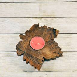 Wooden Candlestick, Natural Wooden Candleholder, Leaf, Home Decor, Room Decorative Tea Candles - thumbnail 2