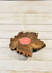 Wooden Candlestick, Natural Wooden Candleholder, Leaf, Home Decor, Room Decorative Tea Candles