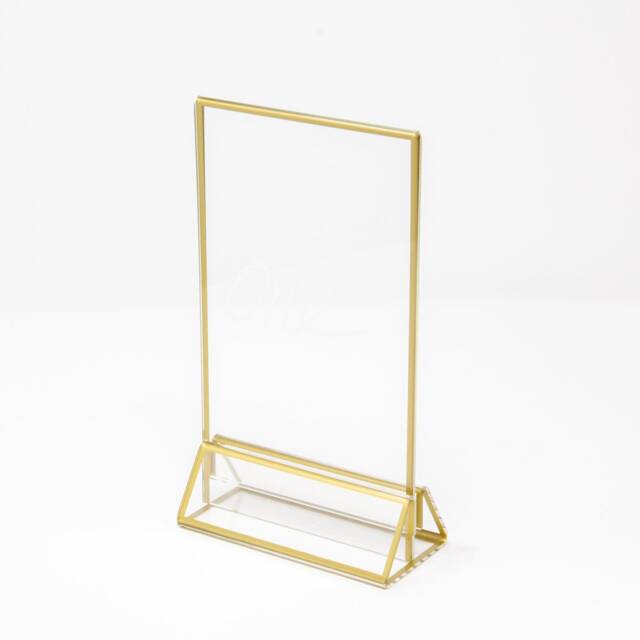 Gold Acrylic Table Frame Portrait A4, A5, A6 - Wedding Numbers, Photo Display - image 1