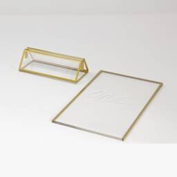 Gold Acrylic Table Frame Portrait A4, A5, A6 - Wedding Numbers, Photo Display - thumbnail 2