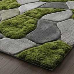 Hand Tufted Moss Rug, 8x10 Green Grass Sculpted Organic Stone Path Luxury Area Carpet Mid Century Rug Custom Wool Bedroom - thumbnail 3