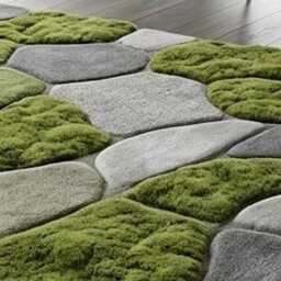 Hand Tufted Moss Rug, 8x10 Green Grass Sculpted Organic Stone Path Luxury Area Carpet Mid Century Rug Custom Wool Bedroom - thumbnail 2