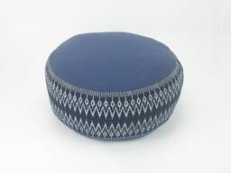 Hill Tribe Indigo Zafu, Organic Kapok Meditation Cushion, Hmong Fabric - thumbnail 1