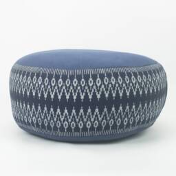 Hill Tribe Indigo Zafu, Organic Kapok Meditation Cushion, Hmong Fabric - thumbnail 3