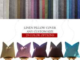 Linen Pillow Cover Custom Size Throw Cushion, Euro Sham - 29 Colors - thumbnail 1
