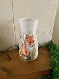 Fox Glass Flower Vase, Wildlife Design, Animal Fox Lover Gift, Home Decor - thumbnail 1
