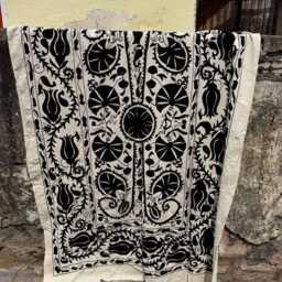 Artisan Suzani Cotton Textile - Hand Embroidered Boho Throw Blanket, Statement Piece - thumbnail 2