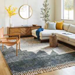 Moroccan Gray & Ivory Berber Rug, Handwoven Wool Shag Rug With Stepped Geometric Pattern, Authentic Beni Ourain Style Carpet, Large Area - thumbnail 2