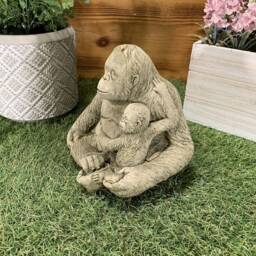 stone Garden Orangutan Monkey & Baby Cute Gift Ornament - thumbnail 2