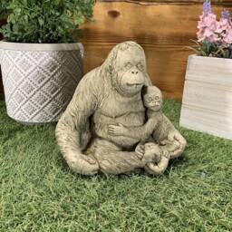 stone Garden Orangutan Monkey & Baby Cute Gift Ornament - thumbnail 3