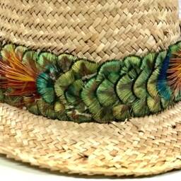 Peacock & Pheasant Feather Lei Hulu Hatband - Hawaiian Heirloom Quality - thumbnail 3