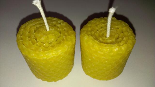 2 Organic Beeswax Candles Honeycomb Pure Votive Set All Natural Honey Candle Hand Rolled Handmade Gift Unscented Green Eco Air Purifying 2 - image 1
