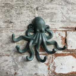 Cast Iron Hanging Coloured Octopus Hook Metal Ornament - thumbnail 2