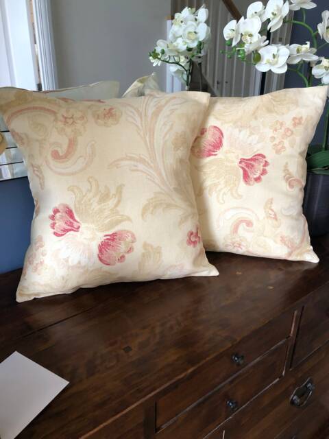 One Handmade Reversible Cushion Cover in Laura Ashley Baroque Raspberry Fabric