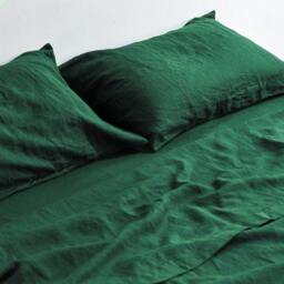 Military Green Pure Linen Flat Sheet, Moss Bedding Set, Forest Flax Bedsheet - thumbnail 3
