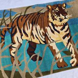 3'3??5 Pictorial Tiger Handwoven Turkmen Rug, Carpet For Bedroom, Kids - thumbnail 4