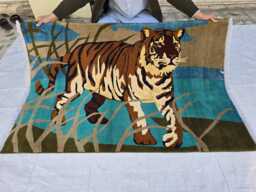 3'3??5 Pictorial Tiger Handwoven Turkmen Rug, Carpet For Bedroom, Kids - thumbnail 1