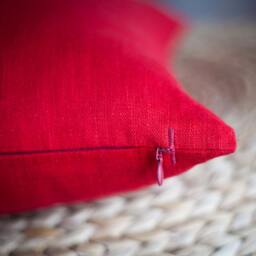 Red Linen Pillow Cover Solid Decorative Cushion Case - thumbnail 4