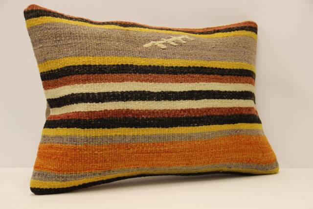 Bohemian Cushion Wool Pillow Sofa Bed Aztec Very Rare Kilim 14x20 Emroidered Throw 4Bef-379 - image 1