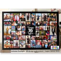 Happy 16Th Birthday Daughter Son Sister Brother Personalised 56 Photo Party Display Board Collage Framed Canvas Print Gift - thumbnail 1