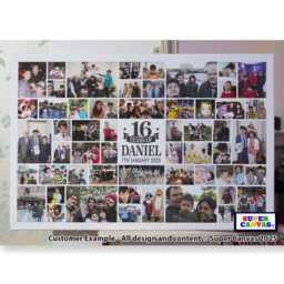 Happy 16Th Birthday Daughter Son Sister Brother Personalised 56 Photo Party Display Board Collage Framed Canvas Print Gift - thumbnail 2
