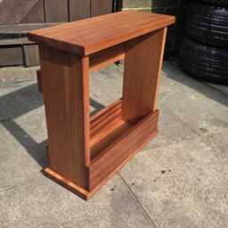 Solid Sapele Wood Slim Sofa Side Table - Narrow 20cm Deep Living Room Furniture UK - thumbnail 3