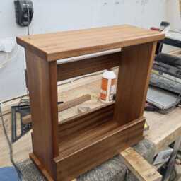 Solid Sapele Wood Slim Sofa Side Table - Narrow 20cm Deep Living Room Furniture UK - thumbnail 2