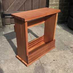 Solid Sapele Wood Slim Sofa Side Table - Narrow 20cm Deep Living Room Furniture UK - thumbnail 4