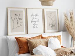 Bedroom Wall Art, Set Of 3 Prints. One Line Drawing Couple. Neutral Bedroom. Beige Home Decor. Couple Gifts. Minimalist Wall Art. Grey - thumbnail 1