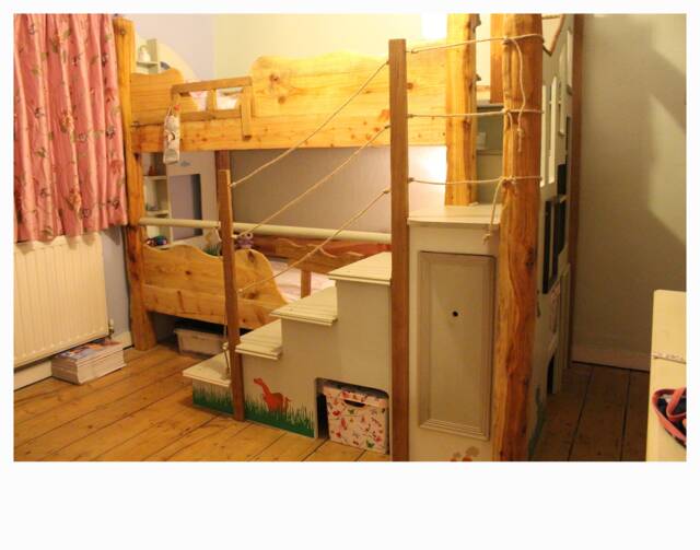 Wood Bunk Bed For Kids - Children Beds With Storage Toddler Loft - image 1
