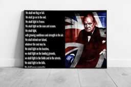 Winston Churchill We Shall Never Surrender Quote Ready To Hang Wall Art Print Framed Picture Print - thumbnail 1