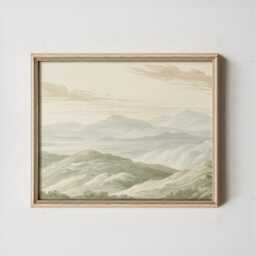 Mountain Landscape Poster, Sage Green Wall Art, Neutral Hills Print - thumbnail 3