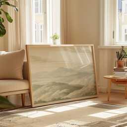 Mountain Landscape Poster, Sage Green Wall Art, Neutral Hills Print - thumbnail 4