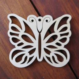 5 Wooden Butterfly Christmas Ornaments Lace Filigree, Rustic Woodland Decor - thumbnail 3