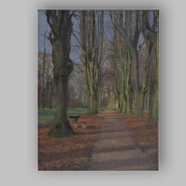 Moss Green Woodland Tree Lined Forest Path Landscape Oil Painting Canvas Wall Art Print Decor Picture Ready To Hang - image 1