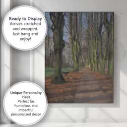 Moss Green Woodland Tree Lined Forest Path Landscape Oil Painting Canvas Wall Art Print Decor Picture Ready To Hang - thumbnail 3